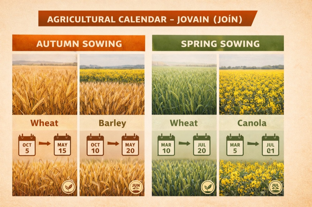 تقویم کشت جوین برای کاشت پاییزه و بهاره — تقویم کشت جوین