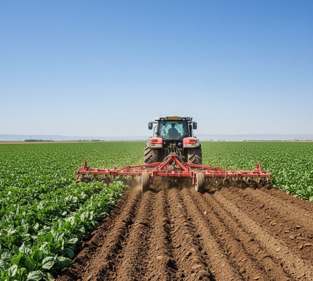 مزرعه چغندرقند در دشت جوین و عملیات خاک‌ورزی مکانیزه با ادوات SGAJ