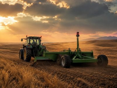 تصویر تسطیح لیزری در کشت دیم با لولر لیزری SGAJ-LL و فرستنده کانامک در اراضی حکم‌آباد جوین