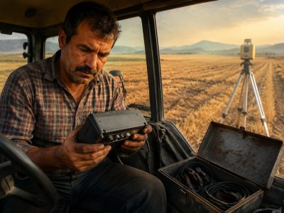 عیب‌یابی سیستم لیزری کشاورزی در مزرعه‌ای در جوین خراسان رضوی